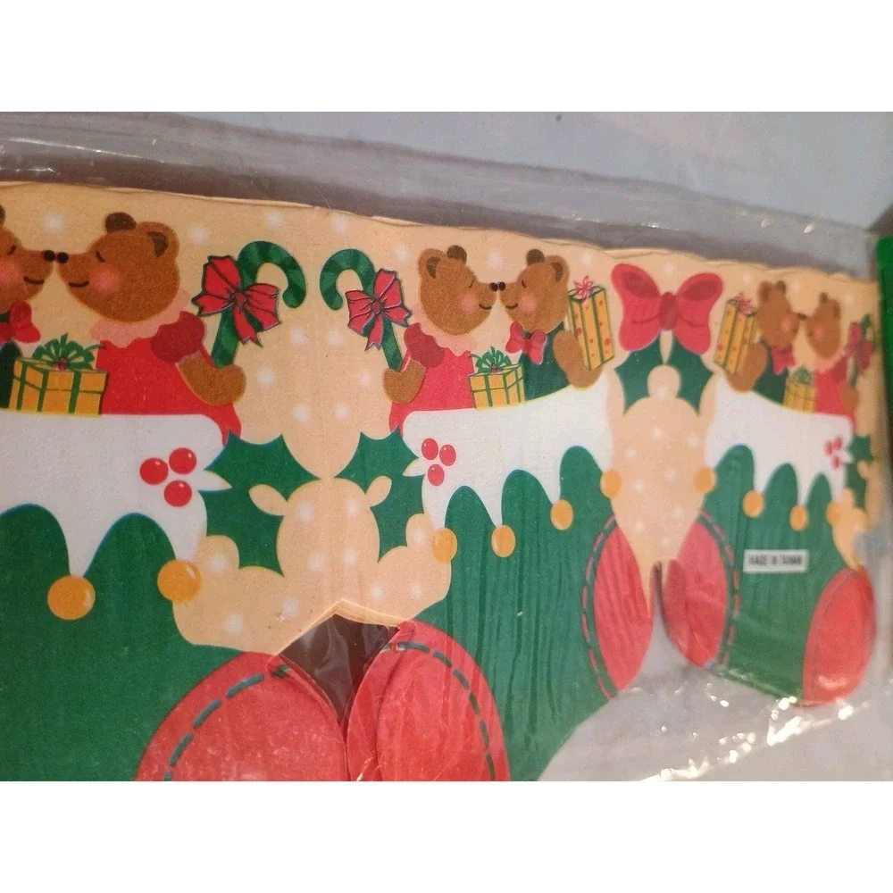 Vintage‎ Paper Garland 9FT Joy Bright NEW in package Teddy Bear Stockings